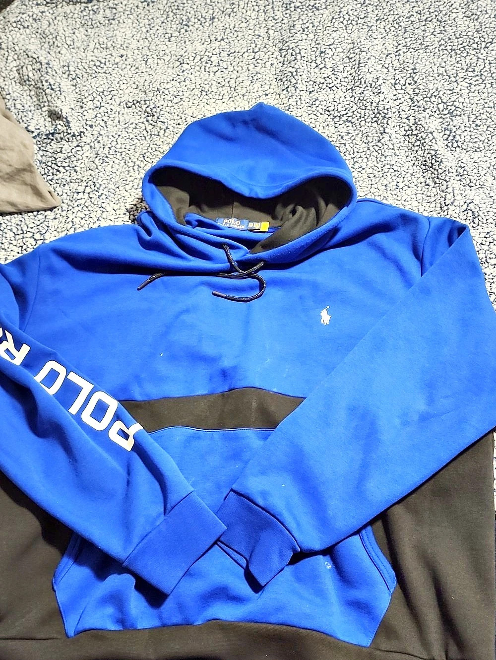 Polo Ralph Lauren Big & Tall Colorblocked Double-Knit Hoodie Blue & Black Medium